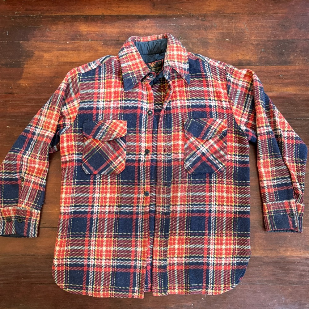 Vintage CPO Fashion Sportswear Flannel Plaid Shirt Button Up